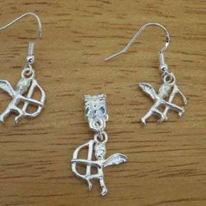 New silver plated Cupidon pendant/earrings (#1909)